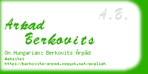 arpad berkovits business card